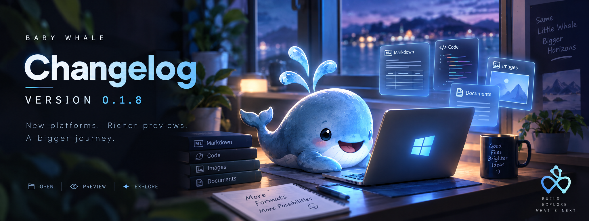 Baby Whale v0.1.8 — Windows joins the pod